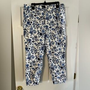 Talbots Blue Floral Print Cropped Pants